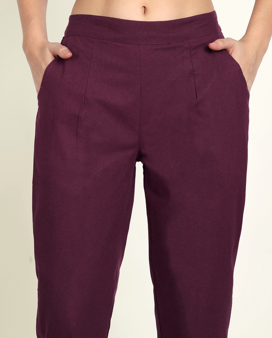 Wine Cotton Women's Pant - Me&My