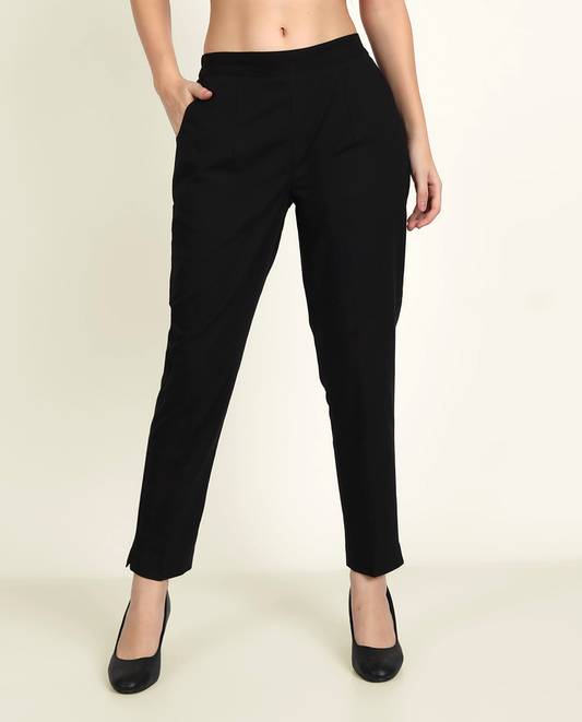 Black Cotton Women's Pant - Me&My
