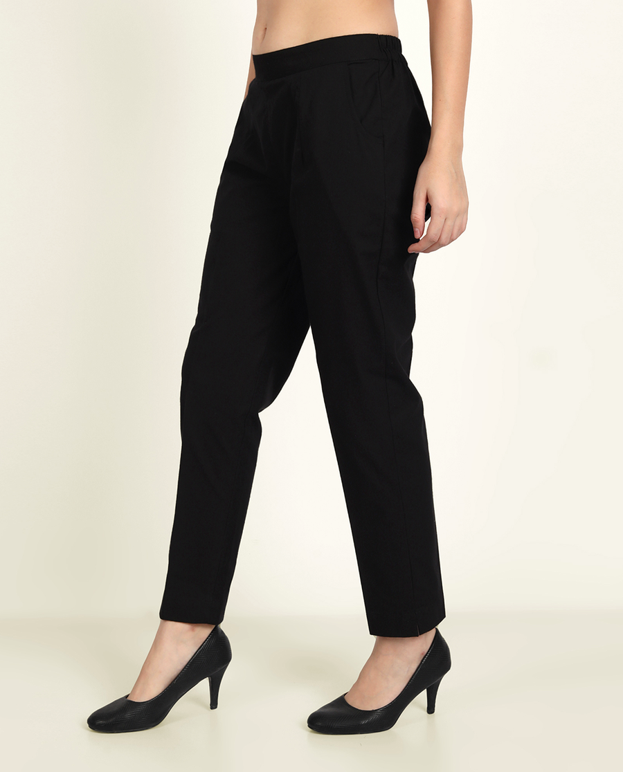 Black Cotton Women's Pant from Me & My