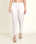 White Blue Cotton Women's Pant