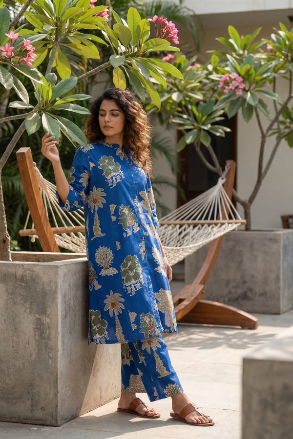 Forest Garden Navy Cotton Co-ord Set
