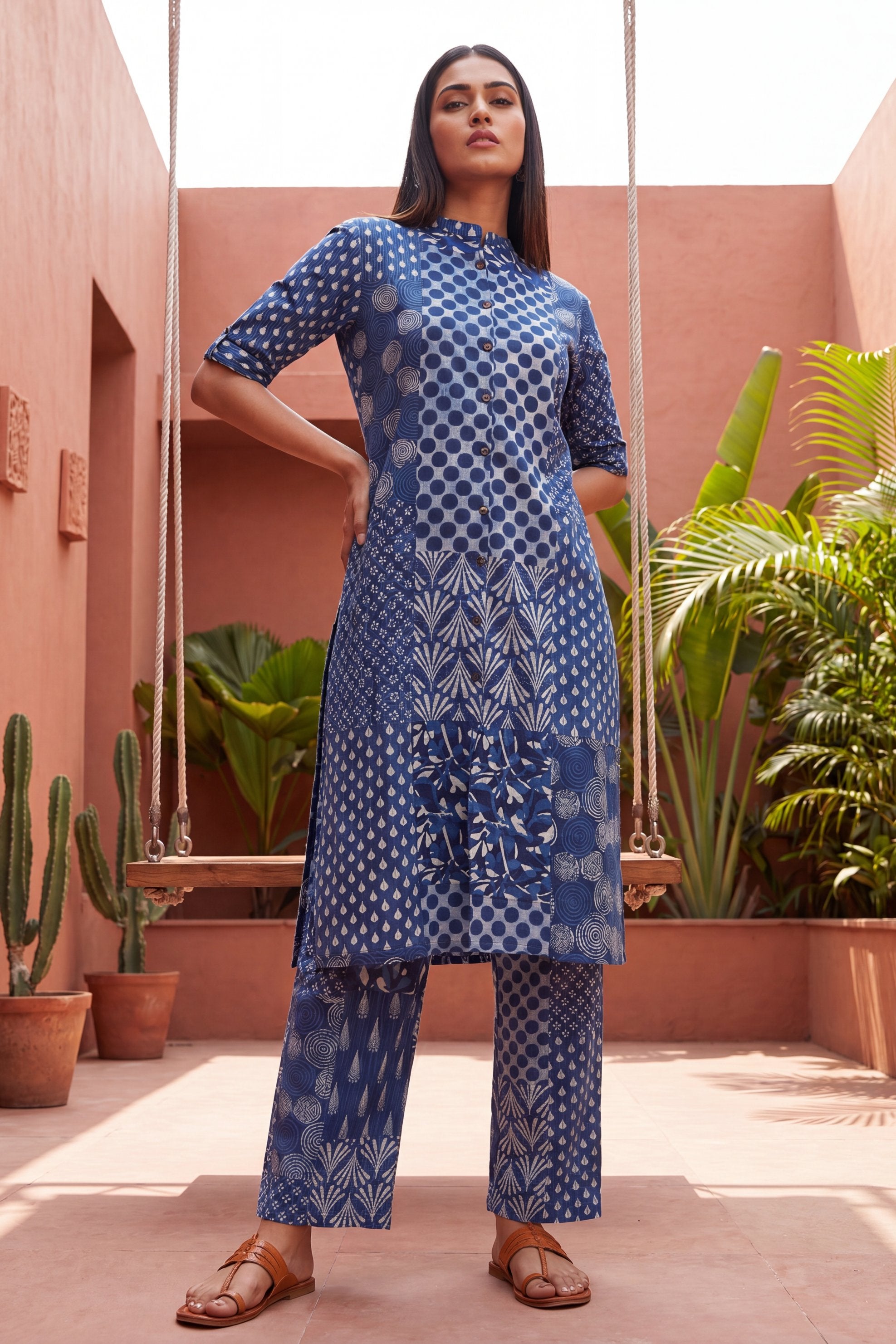 Boulevard Cobalt Mandarin Cotton Co-ord Set
