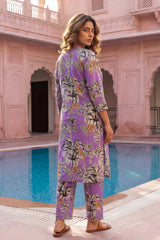 Jungle Paradise Purple Cotton Co-ord Set