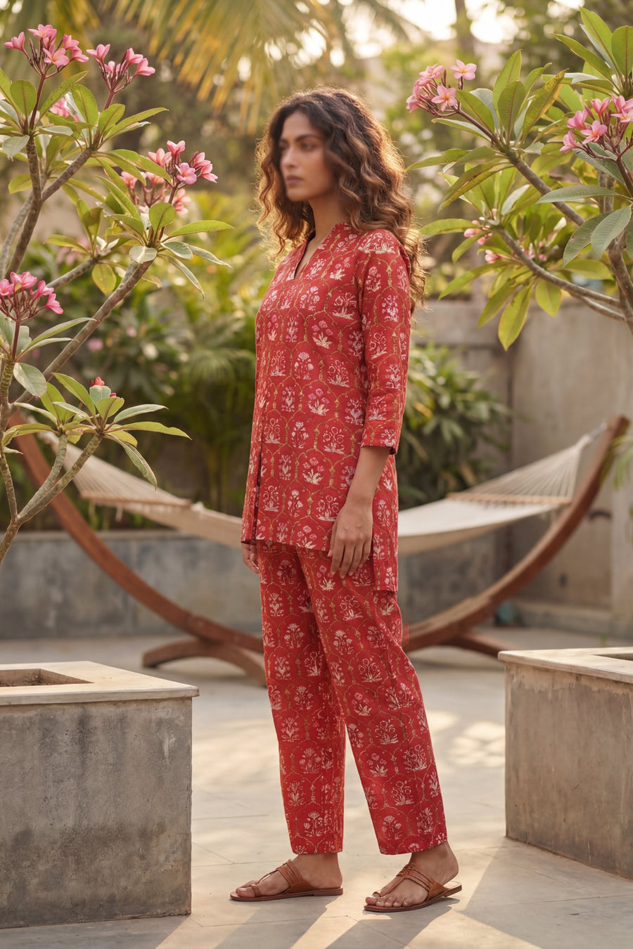 Ikat Geometry Red Cotton Co-ord Set — image 6