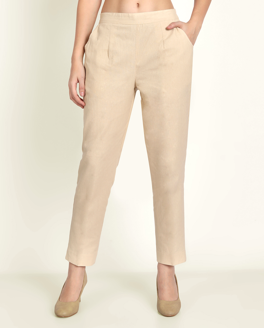 Beige Cotton Women's Pant - Me&My