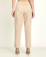 Beige Cotton Women's Pant - Me&My
