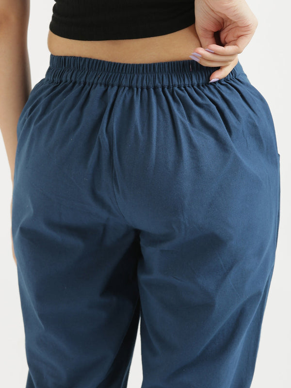 Blue Cotton Women's Pant