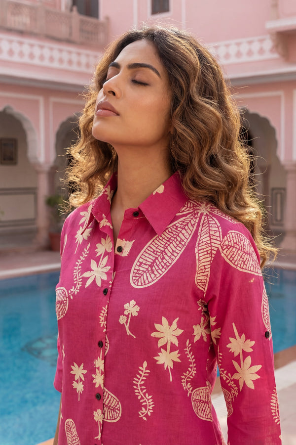 Magenta Bloom Cotton Co-ord Set