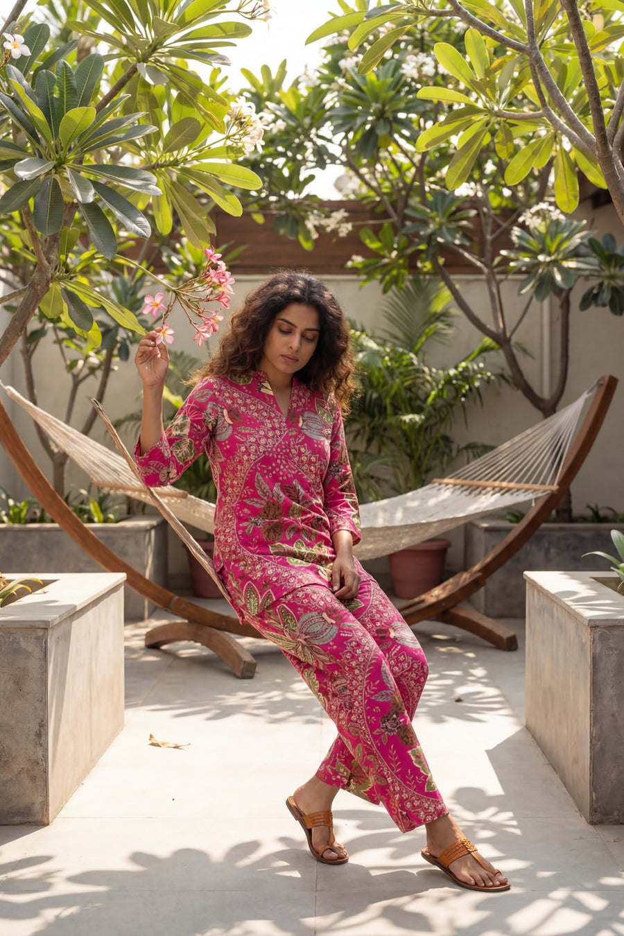Tropical Bloom Magenta Cotton Co-ord Set — image 8