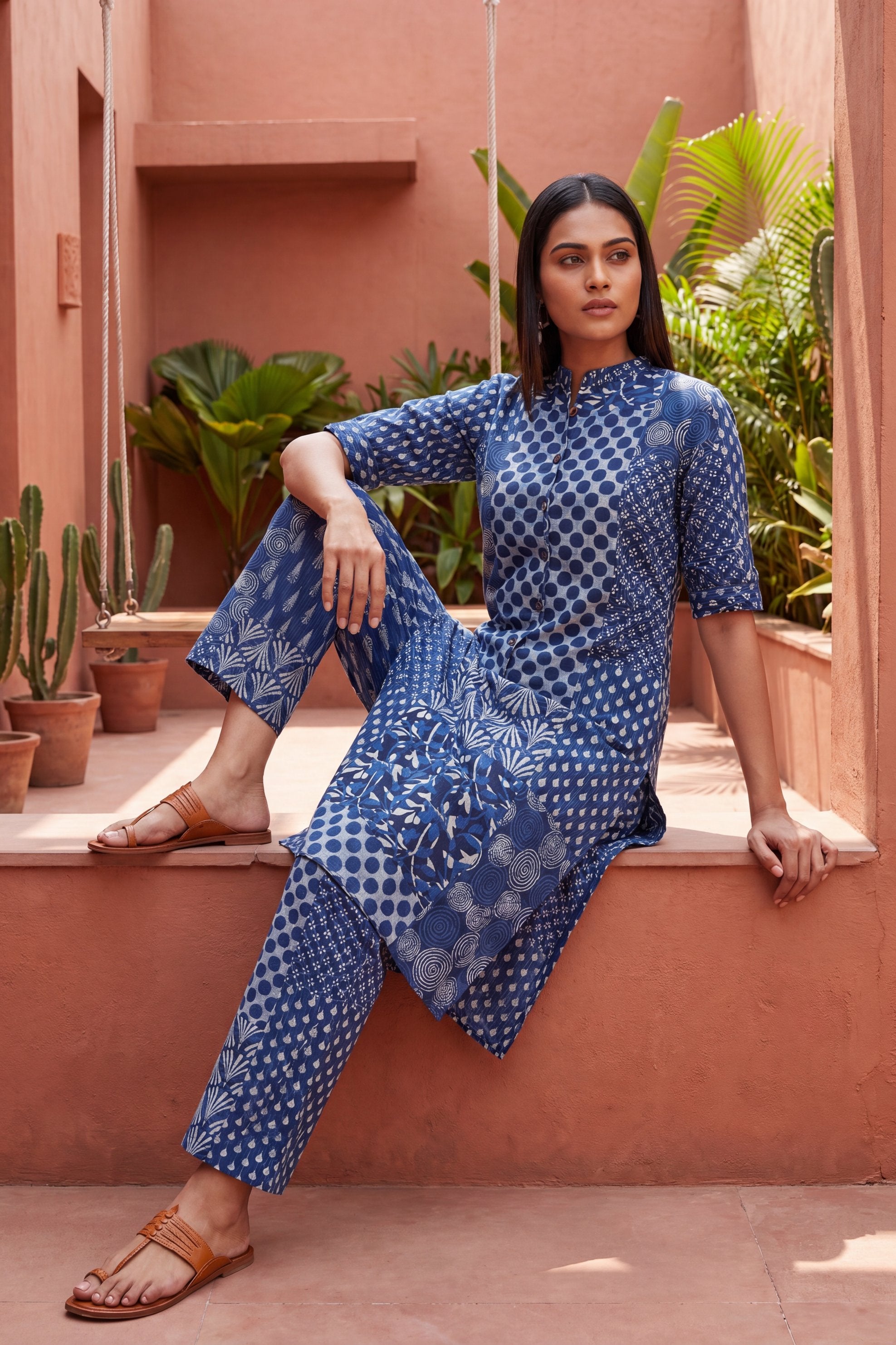 Boulevard Cobalt Mandarin Cotton Co-ord Set