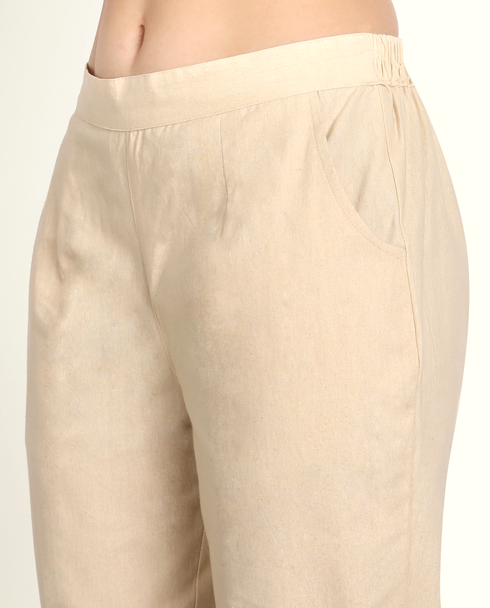 Beige Cotton Women's Pant from Me & My