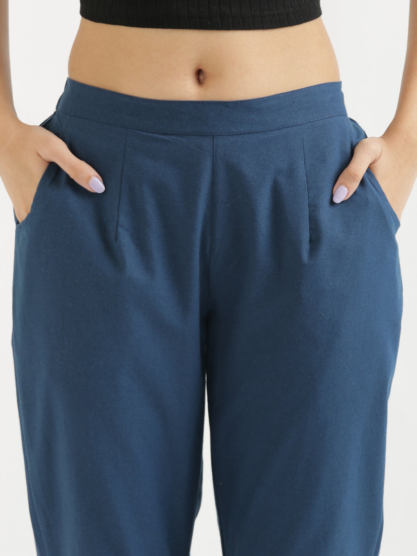 Blue Cotton Women's Pant from Me & My