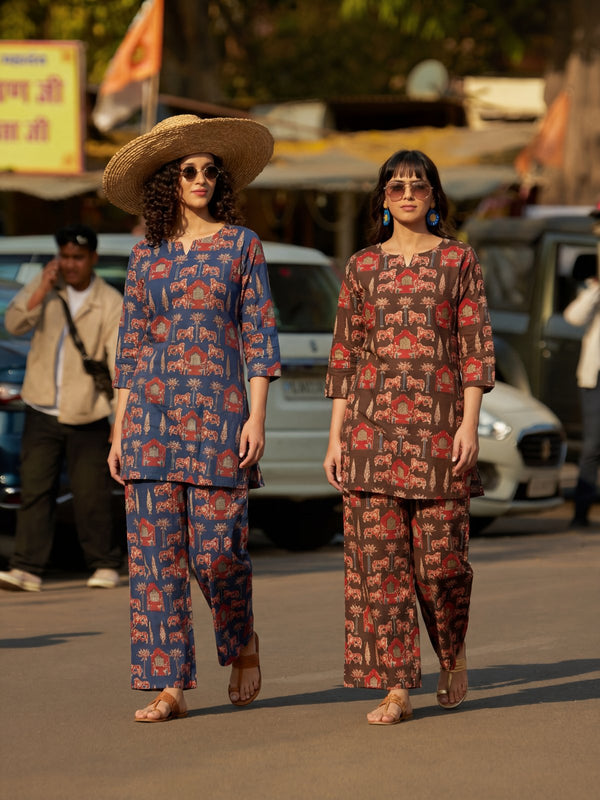 Pichwai Heritage Indigo Cotton Co-ord Set