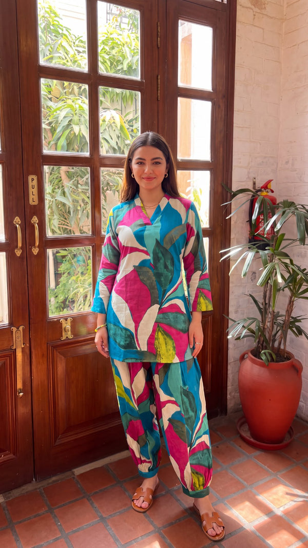 Lagoon Foliage Cotton Farshi Salwar Set