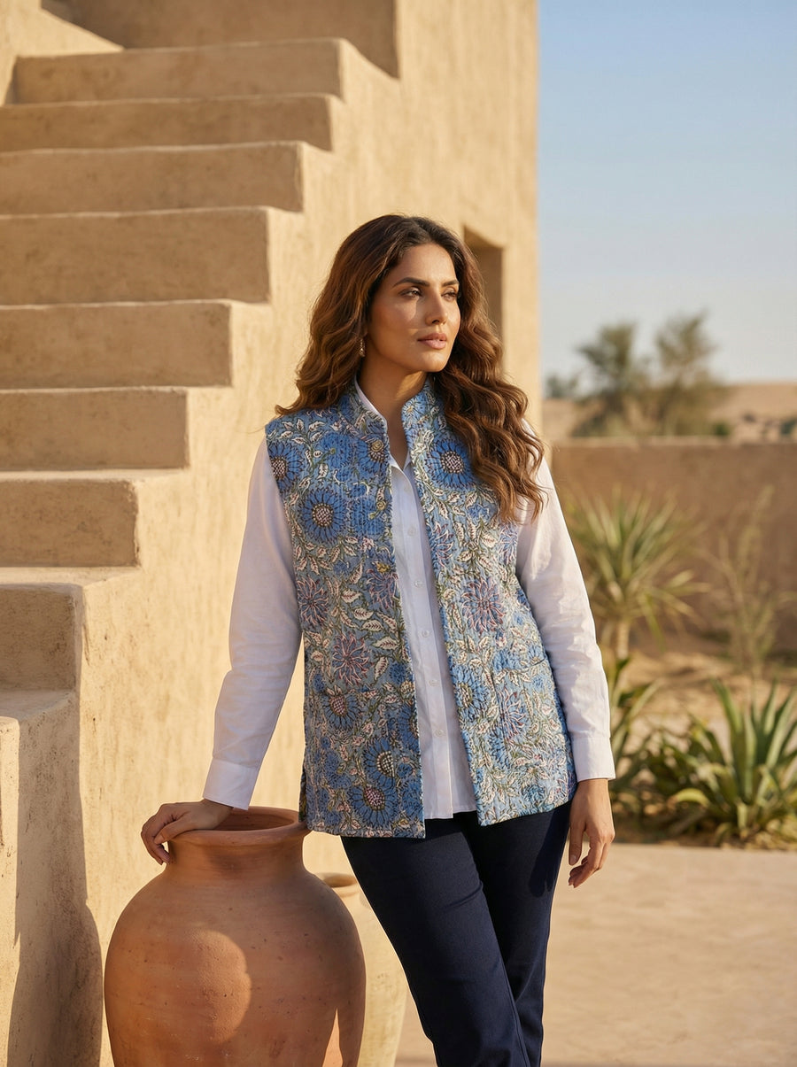 Bloomtide Cotton Reversible Quilted Jacket — image 4