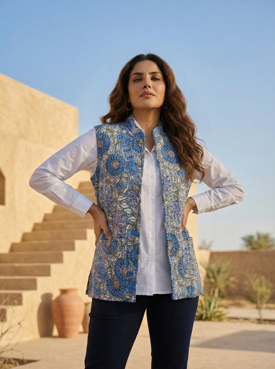 Bloomtide Cotton Reversible Quilted Jacket — image 3