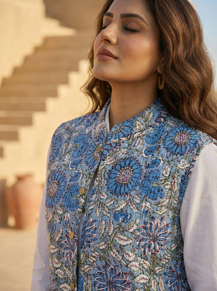 Bloomtide Cotton Reversible Quilted Jacket — image 6