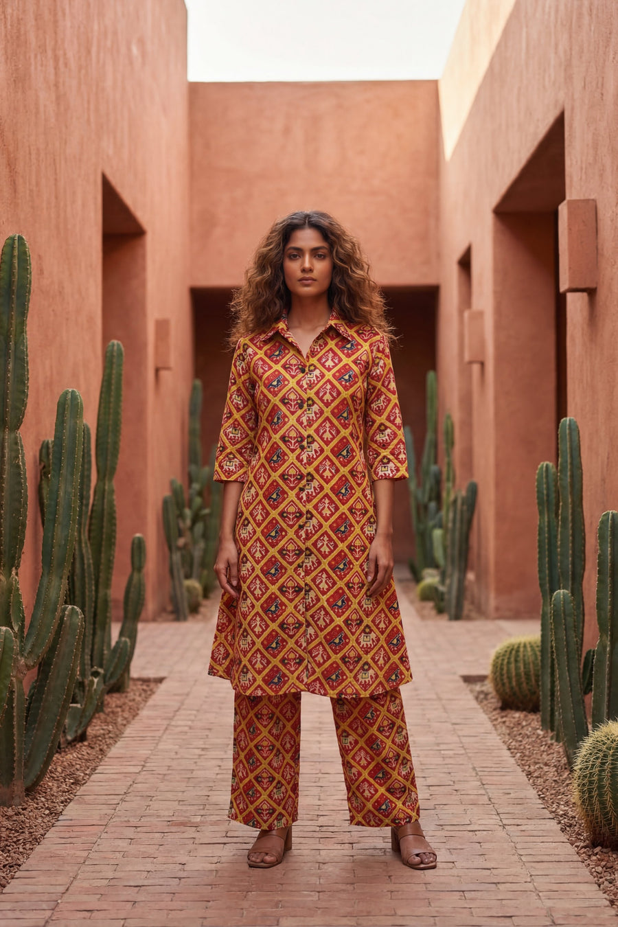 Crimson Ikat Heritage Cotton Co-ord Set — image 5