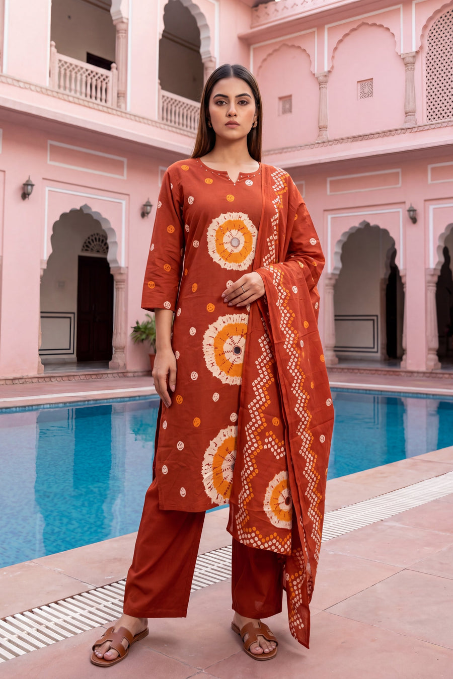 Tangerine Haze Cotton Dupatta Set — image 10