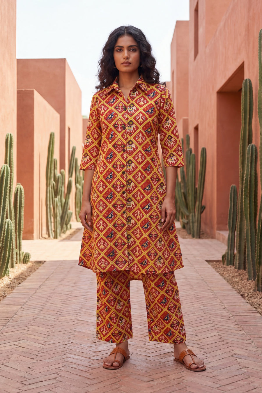 Crimson Ikat Heritage Cotton Co-ord Set — image 14