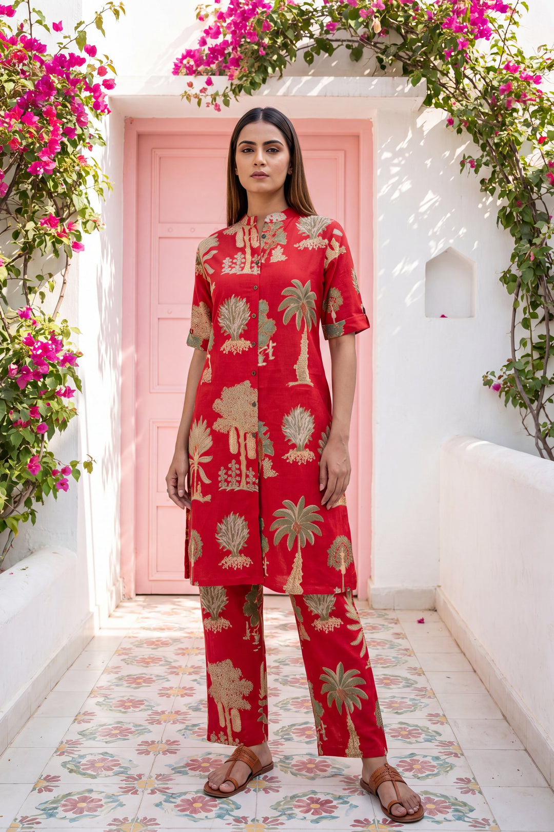 Cabernet Red Mandarin Cotton Co-ord Set