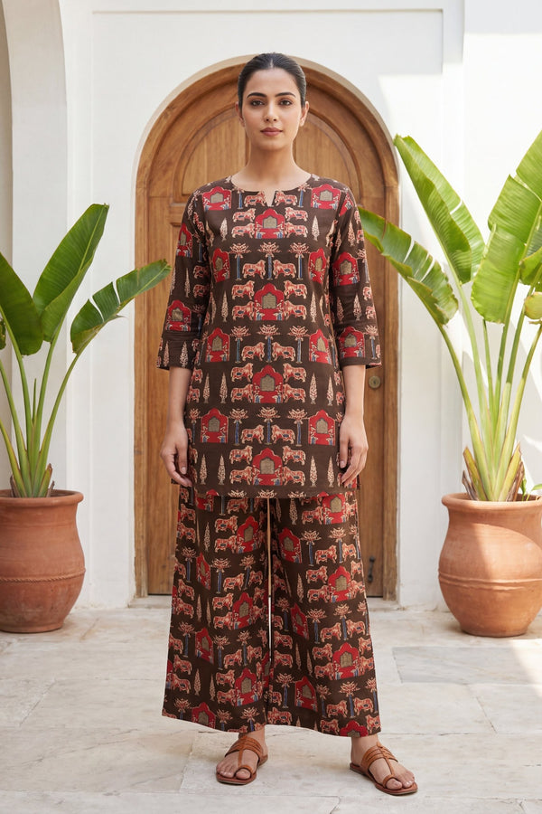 Royal Pichwai Brown Cotton Co-ord Set