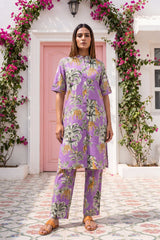Twilight Mauve Mandarin Cotton Co-ord Set
