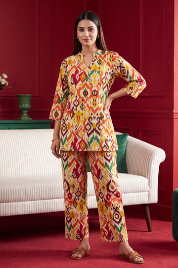 Sunburst Ikat Angrakha Cotton Co-ord Set