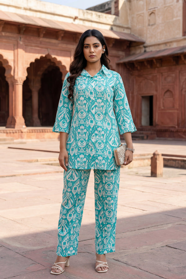 Blue Haze Cotton Printed Co-ord Set