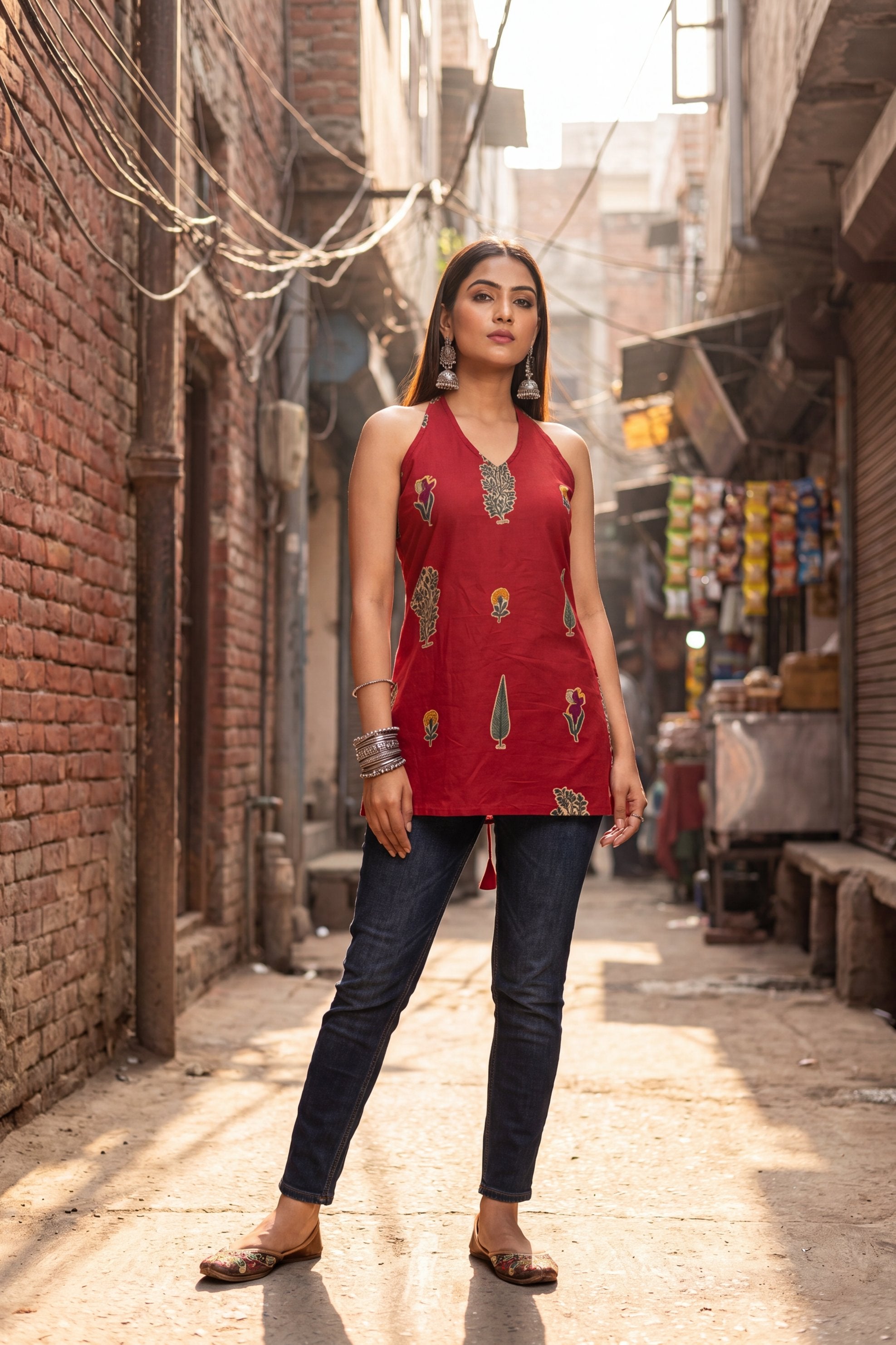 Burgundy Sonata Halter Cotton Top