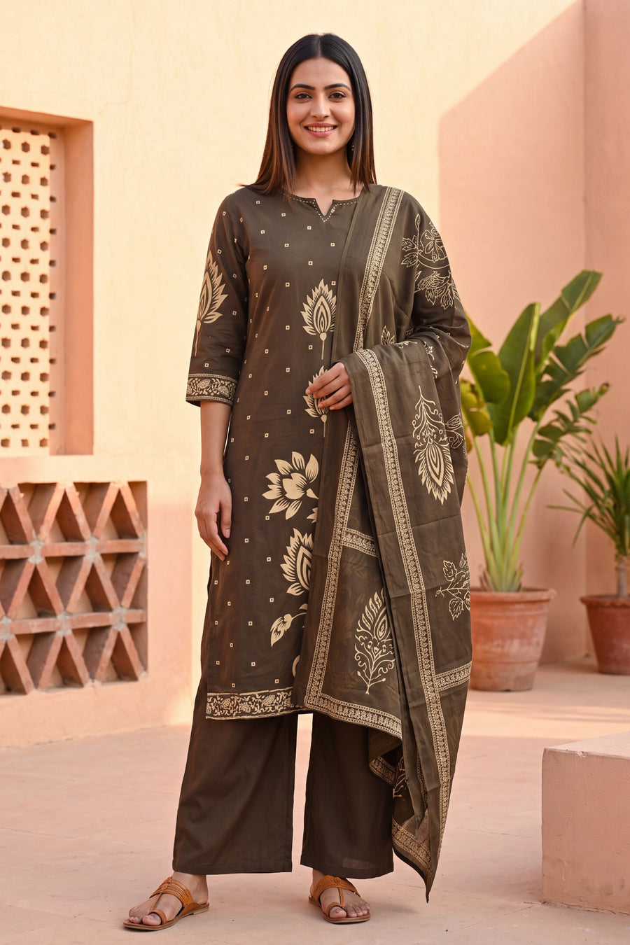 Umber Grove Cotton Dupatta Set — image 8