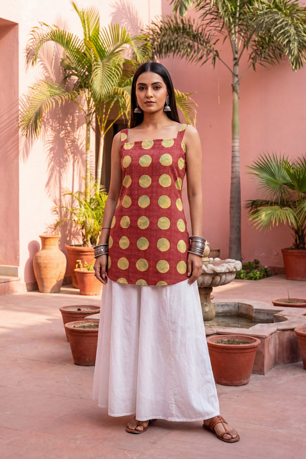 Plum Mist Square Neck Cotton Top