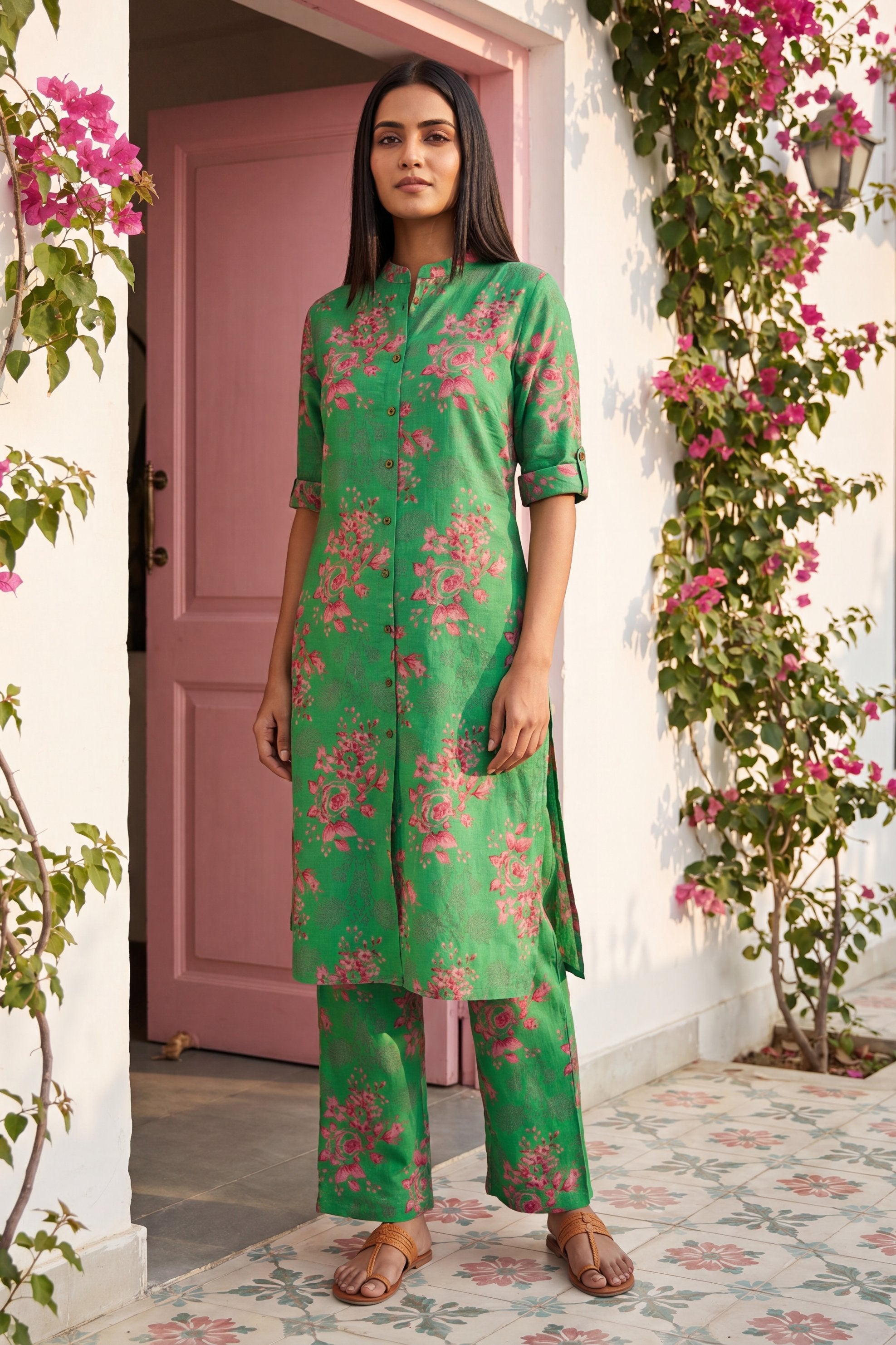 Boulevard Emerald Mandarin Cotton Co-ord Set