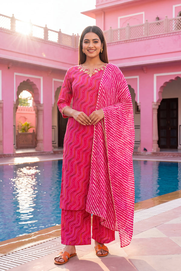 Peony Lantern Cotton Dupatta Set