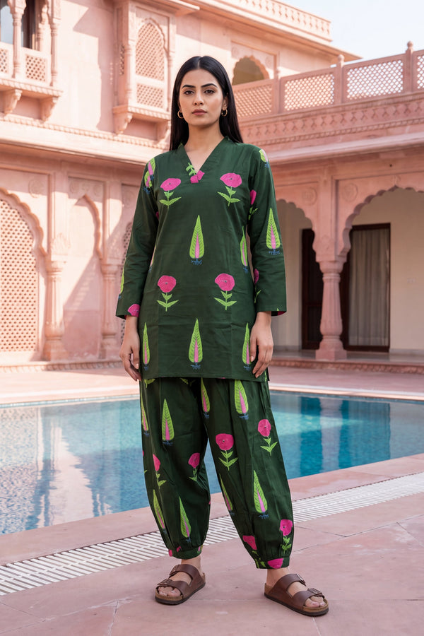 Jade Ripple Cotton Farshi Salwar Set