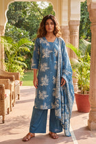 Bazaar Cobalt Cotton Dupatta Set