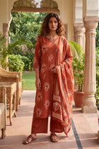 Persimmon Glow Cotton Dupatta Set