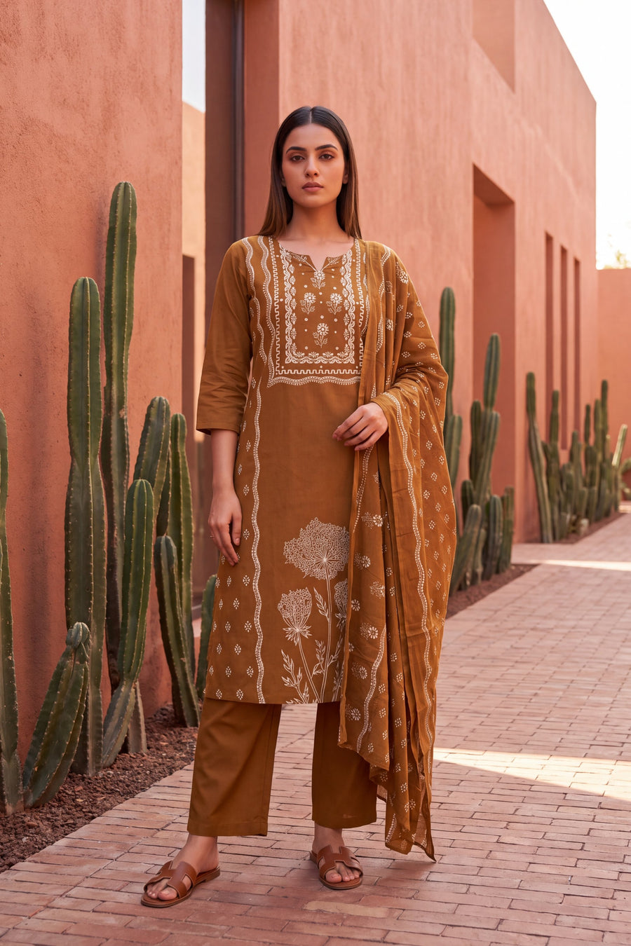 Golden Cascade Cotton Dupatta Set — image 8