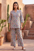 Misty Bluebell Angrakha Cotton Co-ord Set