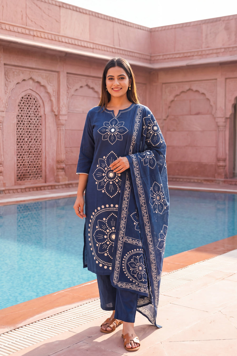 Sapphire Bloom Cotton Dupatta Set — image 10