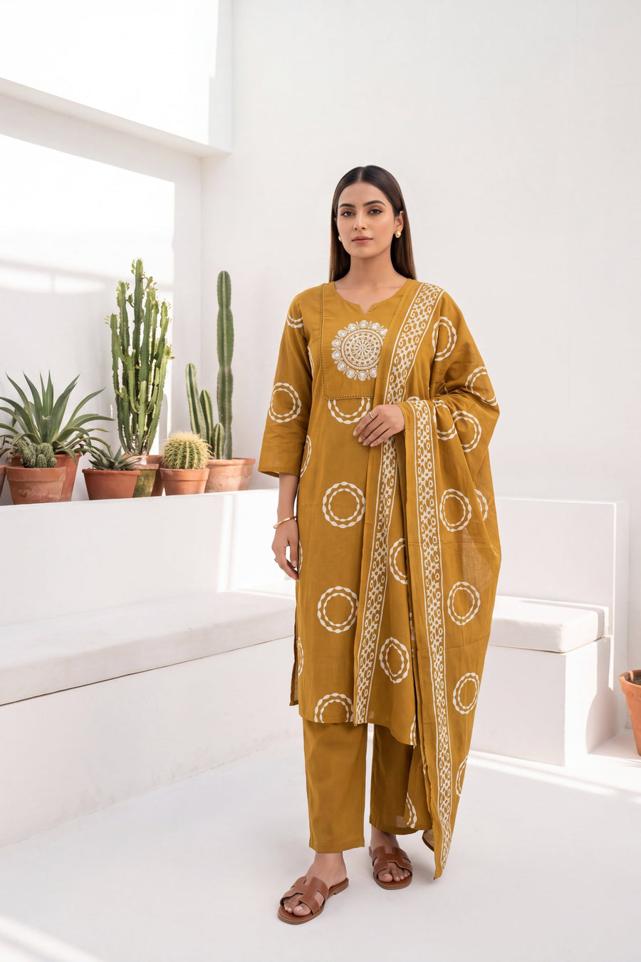 Saffron Trail Cotton Dupatta Set — image 9
