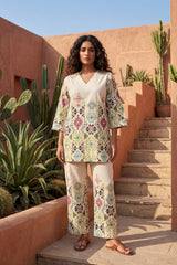 Bohemian Jewels Cream Cotton Flex Co-ord | Geometric Diamond Print | Me&My