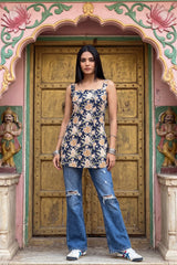 Harbor Blue Square Neck Cotton Top