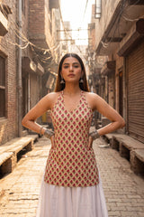 Atelier Sand Beige Halter Cotton Top