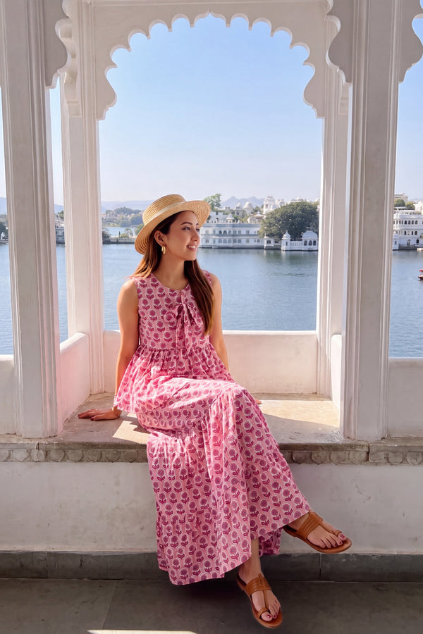 Blush Tiered Cotton Skirt Set