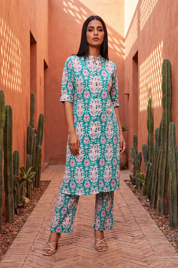 Atelier Olive Mandarin Cotton Co-ord Set