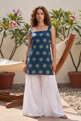 Royal Reverie Blue Square Neck Cotton Top