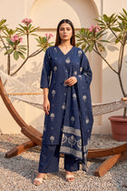 Lantern Sapphire Cotton Dupatta Set