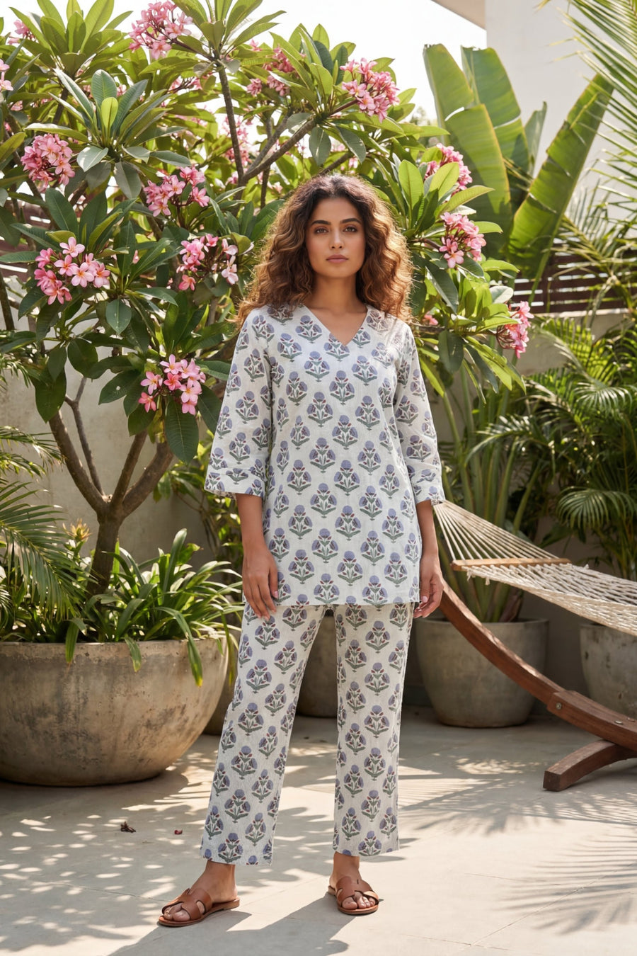 Minimalist Flora White Cotton Co-ord Set — image 10