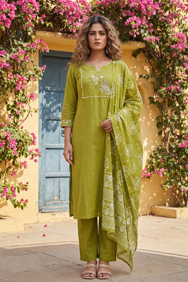 Evergreen Whisper Cotton Kurta Dupatta Set